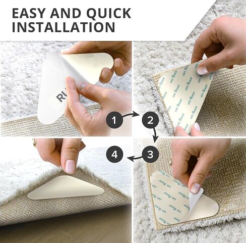 X-Protector Rug Tape - 12y x 2" - White Anti-Slip & Anti-Curling Carpet Tape for Hard Floors - Premium Rug Pad Gripper - Ideal Carpet Corner Grippers to Keep Your Carpet in Place & Make Corners Flat in Kuwait