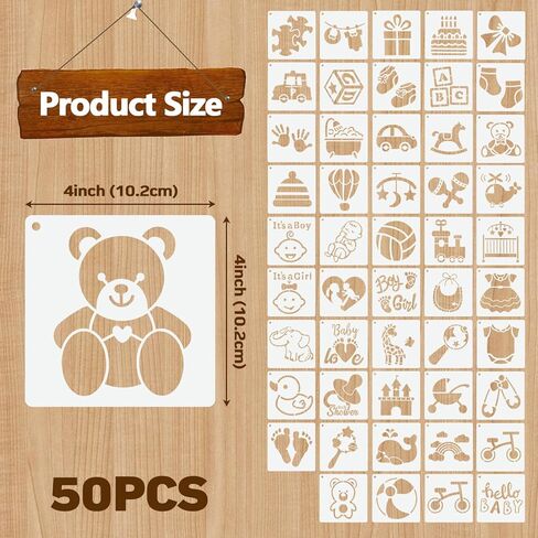 30Pcs Baby Shower Stencils for Painting, 5 Inch Cute Onesie Stencil, Mixed Animals Pattern Painting Stencils, Reusable Baby Shower Template for Painting Bodysuit Shirts Shoes Bibs Clothes in Kuwait