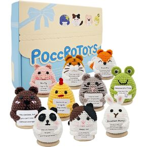 10pcs Positive Crochet Animals Bulk Birthday Gifts for Women Men Mom Dad Her Him Girls Boys Teens Handmade Cat Frog Bunny Doll Mini Emotional Cheer Up Support Chicken Plush Inspirational in Kuwait