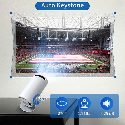 Mini Projector Portable Projector with WiFi and Bluetooth 130-Inch 1080P Support 200 ANSI 5G WiFi Auto Keystone Outdoor Home Projector in Saudi Arabia