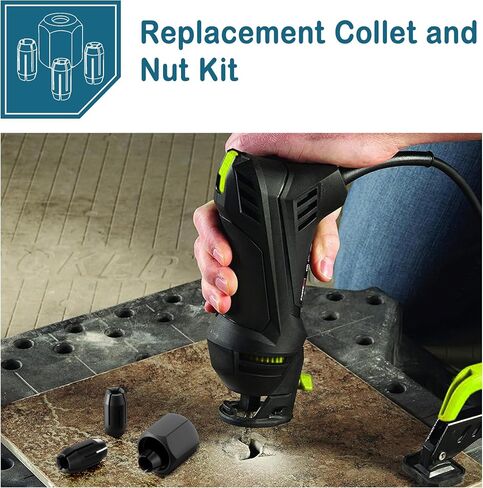 Dreyoo Replacement Collet and Nut Kit Compatible with CN1, Silver, 3 Collets (1/8-inch, 5/32-inch, 1/4-inch) and 1 Nut for Spiral Saw Tools and Drywall Cut out Tools in Saudi Arabia