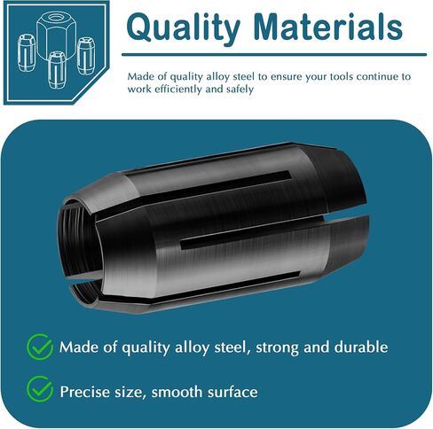 Dreyoo Replacement Collet and Nut Kit Compatible with CN1, Silver, 3 Collets (1/8-inch, 5/32-inch, 1/4-inch) and 1 Nut for Spiral Saw Tools and Drywall Cut out Tools in Saudi Arabia