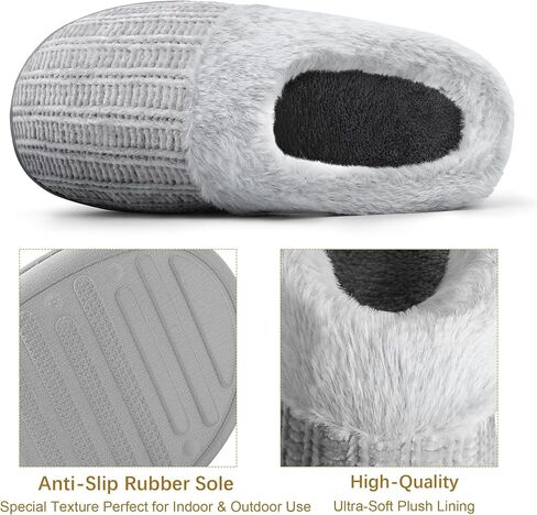shoeslocker Womens Memory Foam Fuzzy Slippers Knitted House Slippers for Women Comfy Slip-On Warm House Shoes in Saudi Arabia