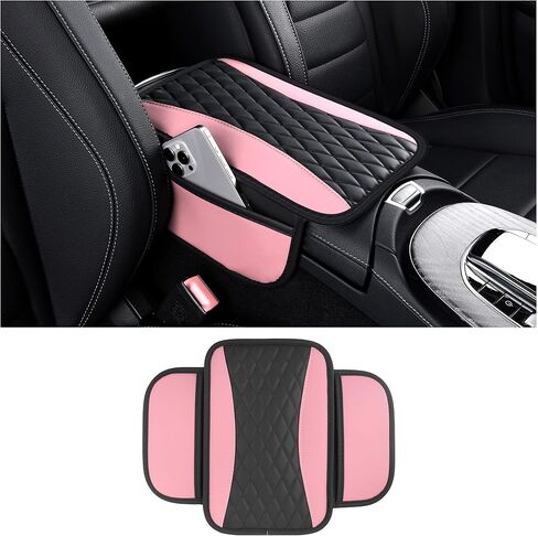 Leather Car Center Console Cover with Side Pockets,Stylish Car Decorations Interior Armrest Cover for Car Seat Organizer,Universal Center Console Protector Fit Car SUV Truck (Purple) in Saudi Arabia