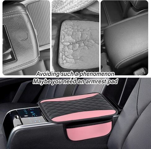Leather Car Center Console Cover with Side Pockets,Stylish Car Decorations Interior Armrest Cover for Car Seat Organizer,Universal Center Console Protector Fit Car SUV Truck (Purple) in Saudi Arabia