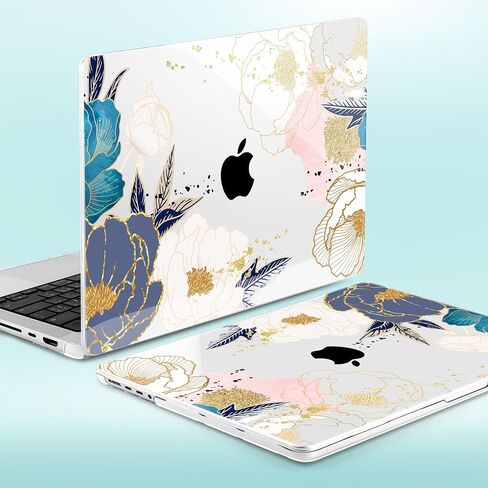 for M1 MacBook Air 13 inch Case 2021 2020 2019 2018 Model A2337/A2179/A1932, Laptop Hard Shell Case with Keyboard Cover & Trackpad Protector & 2 OTG Adapters, Abstract Peony in Saudi Arabia