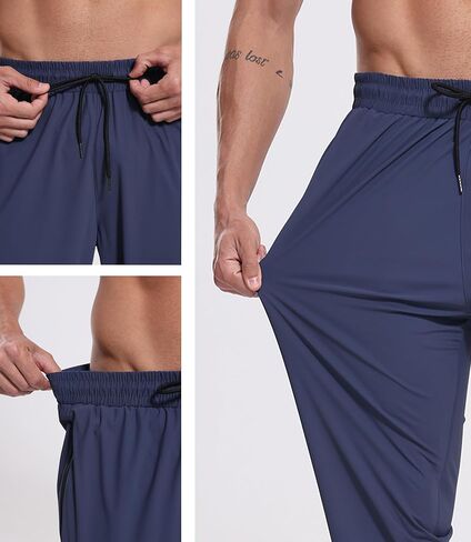 RPOVIG 3 Pack Men's Athletic Sweatpants with Zipper Pockets Workout Gym Running Hiking Active Cooling Stretch Joggers Pants in Kuwait