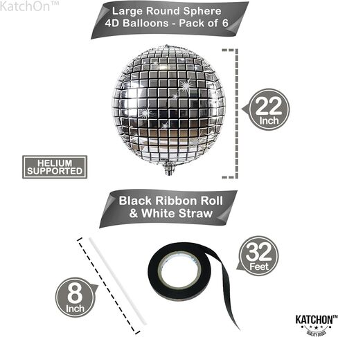 KatchOn Big Multicolor Disco Ball Balloons - 22 Inch, Pack of 6 | Neon Balloons for 80s Party Decorations in Saudi Arabia