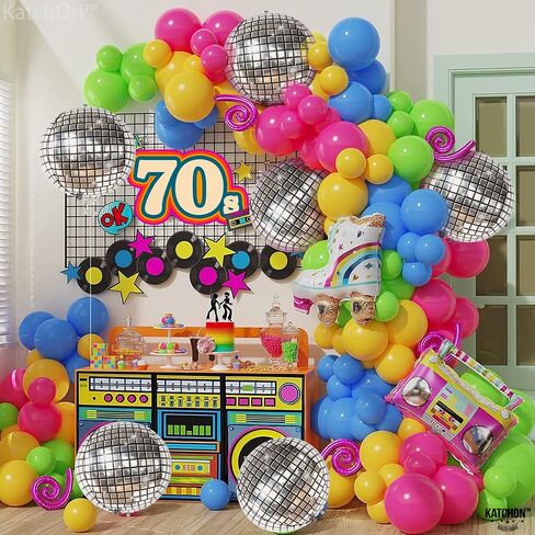 KatchOn Big Multicolor Disco Ball Balloons - 22 Inch, Pack of 6 | Neon Balloons for 80s Party Decorations in Saudi Arabia