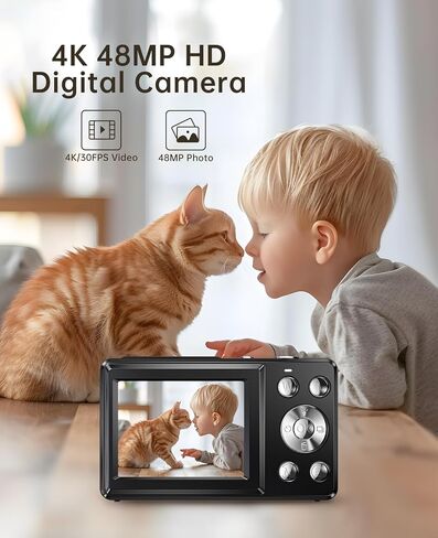 Yatao Digital Camera with WiFi, 4K 5K 64MP Photography Camera Kit for YouTube, Front and Rear Dual Camera for Convenient Selfie, Equipped with 64GB Micro Card, Wide & Macro Lens, Card Reader in Saudi Arabia
