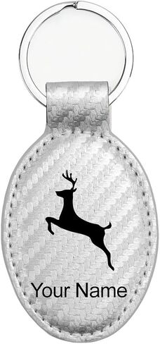 LaserGram Oval Keychain, Deer, Personalized Engraving Included in Kuwait