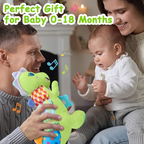 Baby Musical Plush Dino Toy for 0-3-6-12+ Months,Activity Soft with Rattle,Squeaker,Crinkles Sound Paper,Teether & Textures,Infant Dinosaur Tummy Time Toys Gifts for Newborn Toddler Girls (Purple) in Saudi Arabia