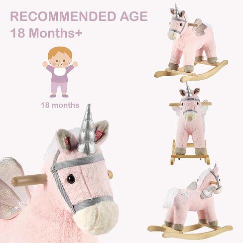 حصان هزاز، حصان هزاز محشو من القطيفة، حصان هزاز خشبي، ركوب الحيوانات، ديكور منزلي، للأولاد والبنات (حصان رمادي لعمر 18 شهرًا فما فوق) in Kuwait