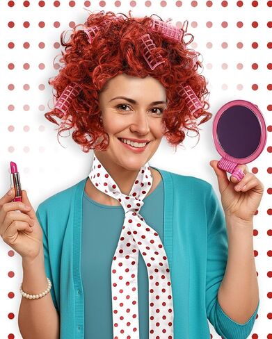 7 Pcs Halloween Old Lady Costume Set Old Lady Dress Sweater Granny Wig Glasses Cane Necklace Grandma Scarf for Women in Kuwait