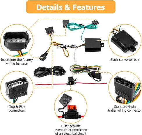 WeiSen 4-Pin Trailer Wiring Harness Kit, Vehicle-Side Towing Hitch Wiring Harness with Plug & Play Connector Compatible with Ford Escape Titanium/SEL/SE/S 2013, Fit Escape Titanium/SE/S 2014-2016 in Kuwait