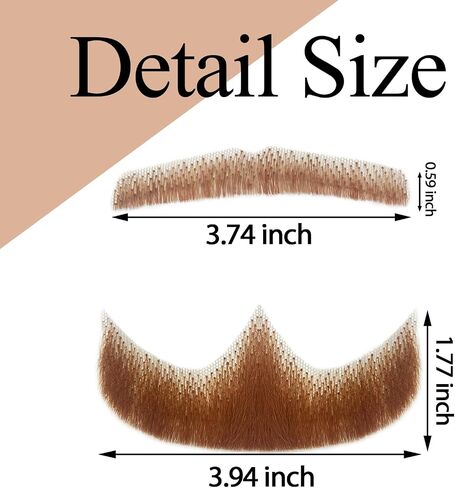 لحية مزيلة لحية Goatee واقعية اليد الكاملة مربوطة شارب الشارب الوجه البالغين البالغين الرجال ماكياج الدانتيل غير مرئي لحية كاذبة لالتزامات هالوين ترفيه فيلم دراما الماكياج (براون) in Kuwait