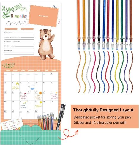 Baby’s First Year Memory Calendar with Stickers & Baby Wooden Monthly Milestone Photo Cards, 12 Month Wooden Keepsake Gift for Baby Shower, Newborn, Parents, Nursery Wall Decor in Saudi Arabia