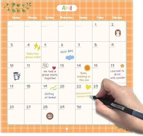 Baby’s First Year Memory Calendar with Stickers & Baby Wooden Monthly Milestone Photo Cards, 12 Month Wooden Keepsake Gift for Baby Shower, Newborn, Parents, Nursery Wall Decor in Saudi Arabia