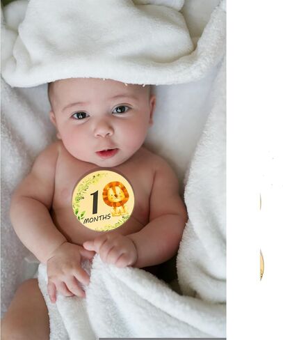 Baby’s First Year Memory Calendar with Stickers & Baby Wooden Monthly Milestone Photo Cards, 12 Month Wooden Keepsake Gift for Baby Shower, Newborn, Parents, Nursery Wall Decor in Saudi Arabia