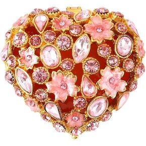 QIFU Elegant Heart Shaped Trinket Box with Colorful Enamel and Shine Rhinestones, Classical Jewelry Box for Rings or Earrings, Unique Ring Box to Show Your Ring in Style in Kuwait