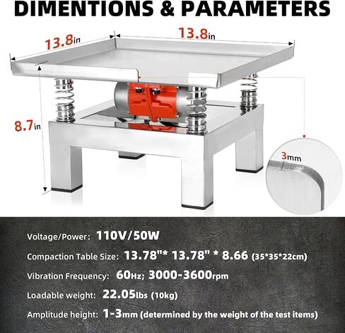 50×50cm Concrete Vibration Table 110 120W Vibrating Test Bench Stainless Steel 77 lbs for reducing material gaps and increasing concrete compactness in Kuwait