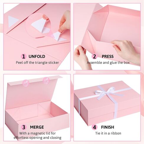 VGOODALL White Gift Box with Lid, 13x9x4 Inch Large Magnetic Closure Gift Box for Bridesmaid Proposal, Wedding, Birthday, Anniversary in Saudi Arabia