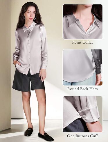 COLD POSH Silk Blouses for Women Elegant Tops Summer Spring Shirts Mulberry Silk Button Down Shirt in Kuwait