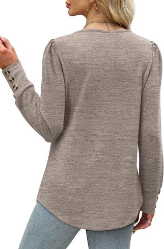 WIHOLL Long Sleeve Shirts for Women Buttons Cuff Tunic Tops Casual Fall Lightweight Sweaters Fashion 2025 in Saudi Arabia