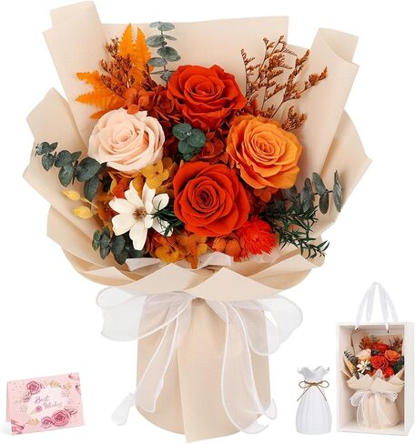 Flowers for Delivery Prime Preserved Flower Bouquet That Last 3-5 Years Real Forever Rose Bouquet Mothers Day Gifts for Mom Birthday Anniversary Christmas Gift for Her Women Wife Girlfriend(Pink) in Kuwait