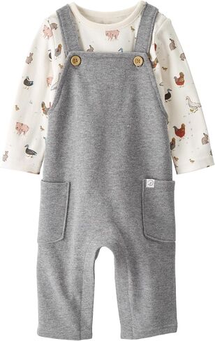 little planet by carter's Baby 2-piece Organic Cotton Overall Set, Chambray, 12M in Saudi Arabia