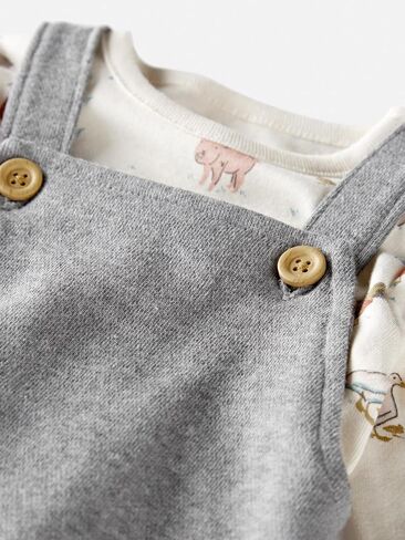 little planet by carter's Baby 2-piece Organic Cotton Overall Set, Chambray, 12M in Saudi Arabia