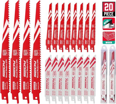10-Piece Ultimate Reciprocating Saw Blade Set, Premium 6 & 8 Inch Wood & Metal Cutting Pruner Saw Blades with Storage Box in Saudi Arabia