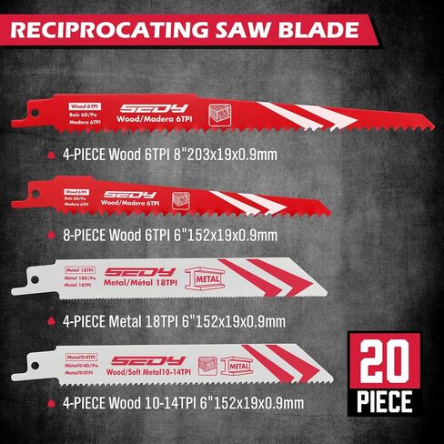 10-Piece Ultimate Reciprocating Saw Blade Set, Premium 6 & 8 Inch Wood & Metal Cutting Pruner Saw Blades with Storage Box in Saudi Arabia