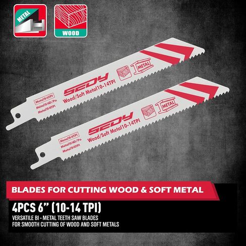 10-Piece Ultimate Reciprocating Saw Blade Set, Premium 6 & 8 Inch Wood & Metal Cutting Pruner Saw Blades with Storage Box in Saudi Arabia