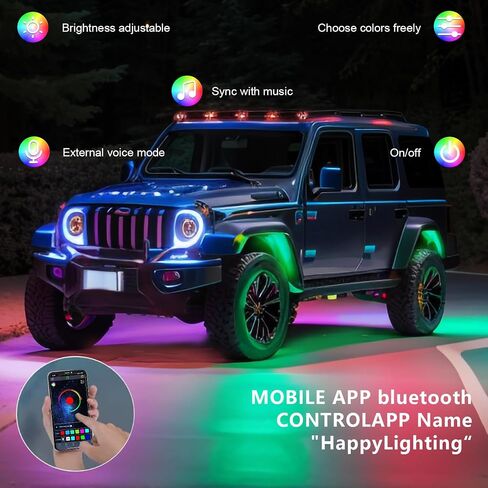 YUGUANG Rock Lights for Trucks, 8 Pods RGB LED Rock Lights with APP Control Music Mode Multicolor Waterproof Underglow for Truck UTV ATV Cars RZR SUV in Saudi Arabia