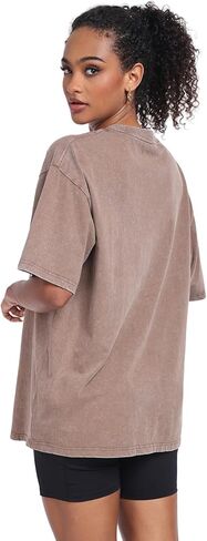 Womens Vintage Oversized T Shirts Acid Washed Baggy Cotton Tee Casual Workout Boyfriend Short Sleeve Tops in Kuwait