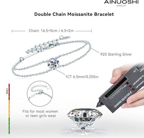 AINUOSHI Moissanite Bracelets for Women, 14K Gold Plated 925 Sterling Silver Women Bracelet, Anniversary Birthday Gifts for Daughter Mom Wife Grandma Sister in Saudi Arabia