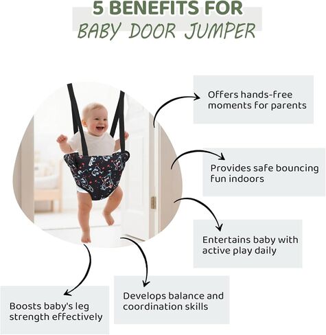 Slevoo Baby Jumper, Baby Doorway Jumper with Door Clamp Adjustable Strap, Fun Activity for 6-12 Months Baby Infant in Kuwait