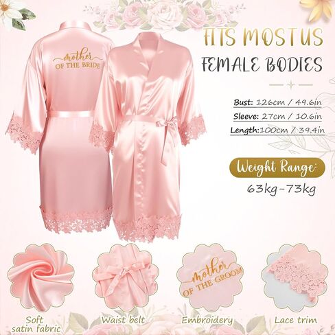 Husheee 12 PCS الأم للعروس والعريس مجموعة هدايا تشمل أردية الحرير للنساء حقائب تحمل أكياس أكياس 16 أوقية من الزجاج مع مناديل القش المرايا المعدنية لأمي دش الزفاف هدايا الزفاف in Kuwait