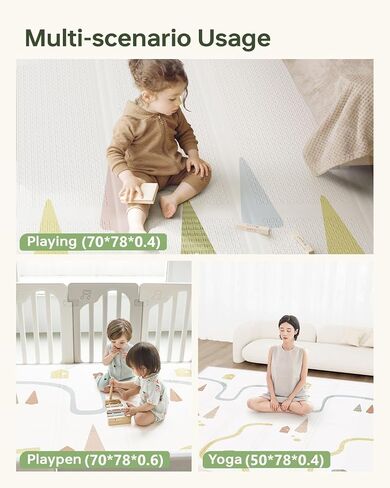 Baby Play Mat 50"*78" Foldable Foam Baby Play Mat for Floor Reversible Waterproof Playmats for Babies Boy and Toddlers Infants Edge Reinforcement Crawling Mat for Indoor&Outdoor&Travel in Saudi Arabia