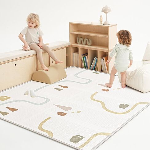 Baby Play Mat 50"*78" Foldable Foam Baby Play Mat for Floor Reversible Waterproof Playmats for Babies Boy and Toddlers Infants Edge Reinforcement Crawling Mat for Indoor&Outdoor&Travel in Saudi Arabia