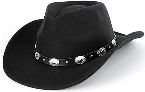 Kids Classic Wide-Brim Western Cowboy Hats Boys Girls Cowgirl Felt Fedora with Belt Buckle for 2-7 Years Old in Saudi Arabia