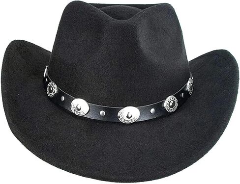 Kids Classic Wide-Brim Western Cowboy Hats Boys Girls Cowgirl Felt Fedora with Belt Buckle for 2-7 Years Old in Saudi Arabia