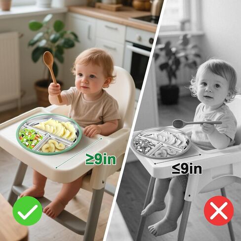 BUSOHA 3 Pack Stainless Steel Kids Plate with Suction - 9" Divided Toddler Baby Plates with Silicone Sleeves Non-Slip 2-in-1 Anti Breakage Metal Toddler Bowls Microwave Dishwasher Safe in Saudi Arabia