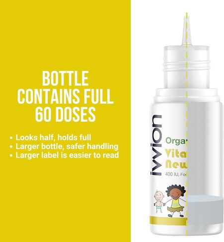 Organic Vegan 400IU, Vitamin D3, 60 Drops – Baby Drop for Infants & Toddlers | USDA Organic, Non-GMO, Plant-Based, No Additives or Preservatives, All Natural, Made in UK (Pack of 2) in Saudi Arabia