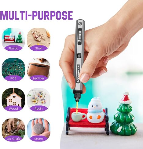 AM ARROWMAX 5-Speed Mini Electric Drill Pen with Benchtop Press, 10 Small Bits with Aluminium Box, LED Lights, OLED Display, Resin Drill Set For Jewelry Making, Plastic, Wood in Kuwait