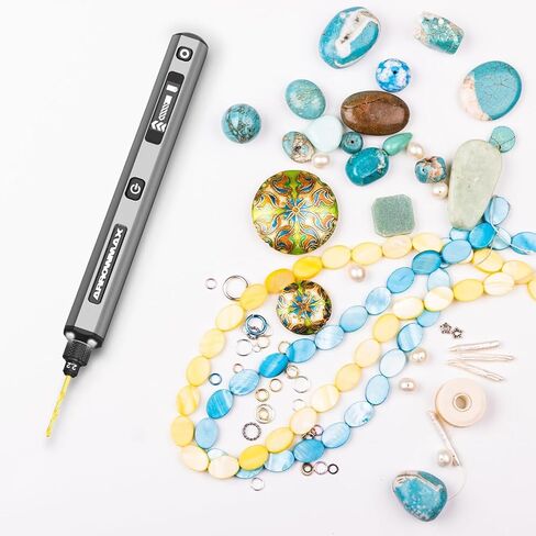 AM ARROWMAX 5-Speed Mini Electric Drill Pen with Benchtop Press, 10 Small Bits with Aluminium Box, LED Lights, OLED Display, Resin Drill Set For Jewelry Making, Plastic, Wood in Kuwait