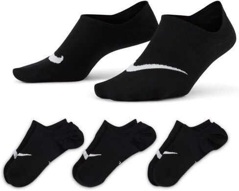 Nike Everyday Plus Lightweight, Black/White, Womens, Women'S Training Footie Socks (3 Pairs) in Saudi Arabia