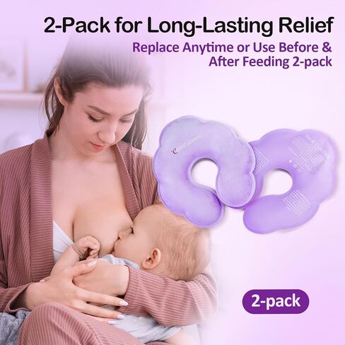 Comfytemp Breastfeeding Therapy Packs, 4-Pack Larger Dual-Sided Hot & Cold Breast Gel Ice Pads, FSA HSA Eligible, Reusable Postpartum Essentials for Pain Relief, Mastitis, Engorgement, New Mom Gifts in Saudi Arabia