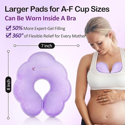 Comfytemp Breastfeeding Therapy Packs, 4-Pack Larger Dual-Sided Hot & Cold Breast Gel Ice Pads, FSA HSA Eligible, Reusable Postpartum Essentials for Pain Relief, Mastitis, Engorgement, New Mom Gifts in Saudi Arabia